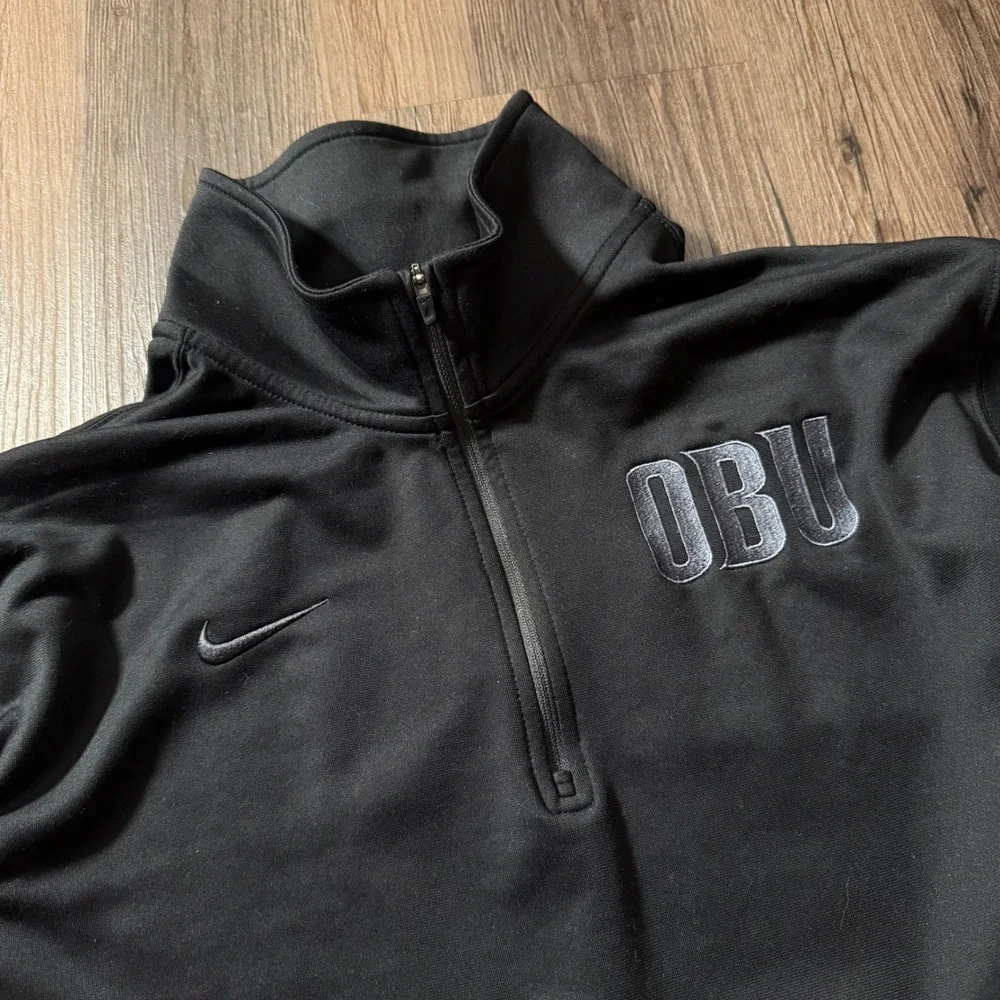 Nike Dri-FIT Mens Large OBU Oklahoma Baptist University 1/4 Zip Pullover Black